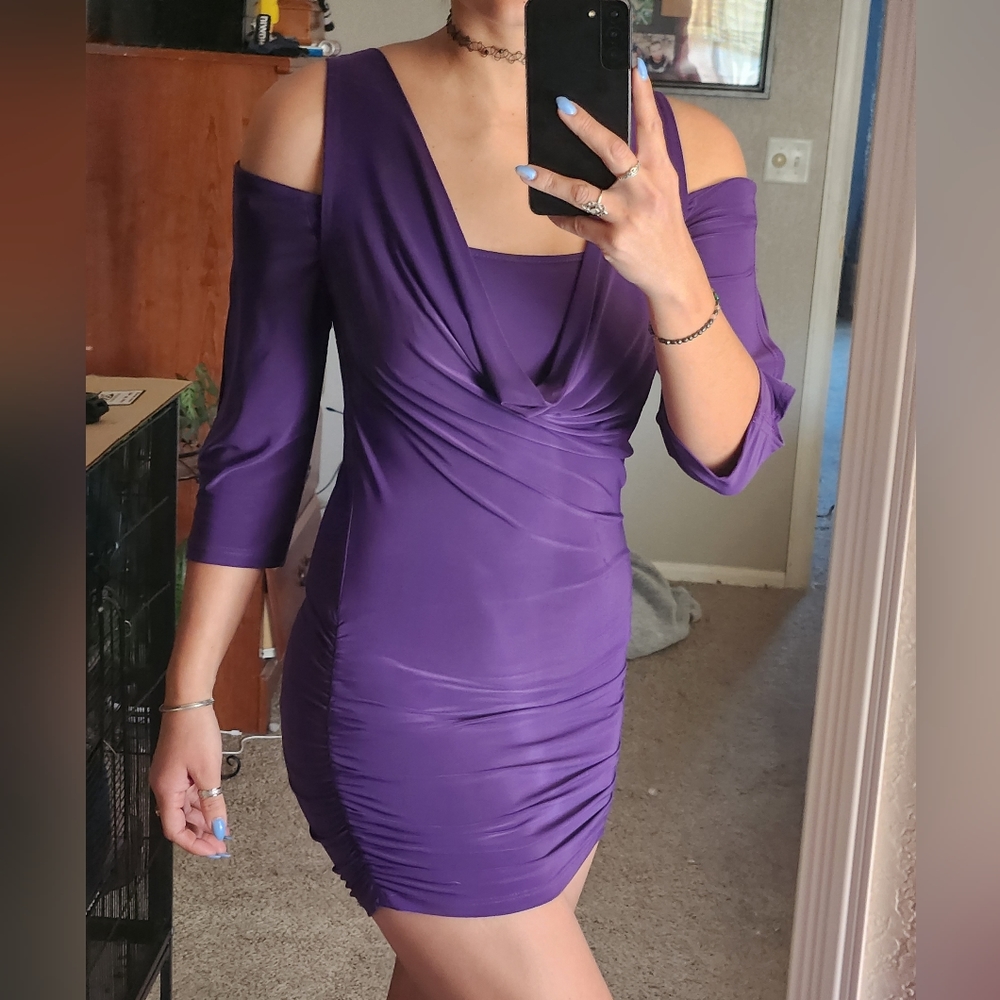 rich purple bodycon clubwear dress XS-M